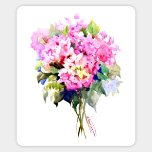 Hydrangea Flowers, Pink Floral Design Sticker